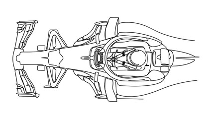 Naklejka premium Top View Blueprint of a Formula 1 Race Car