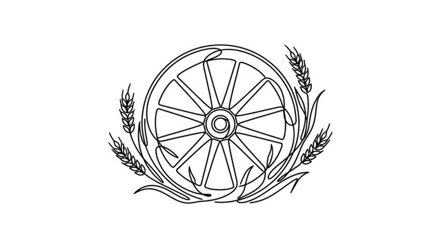 Wheat Wreath Emblem with Cartwheel Design