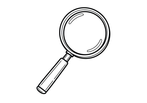Magnifying glass icon isolated outline sketch for search functionality