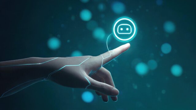 Hand interacting with digital icon