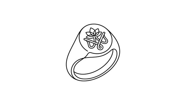 Elegant Signet Ring with Floral Monogram Design