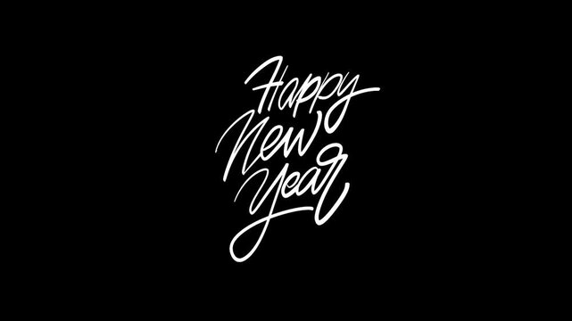Happy New Year 2027 Wiggly Handwritten Typography Animation Overlay on Transparent Background