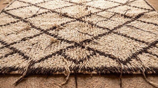 Close-up of a Moroccan Berber rug with diamond pattern
