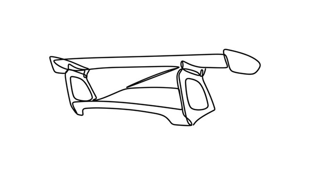 Aerodynamic Car Spoiler Outline Drawing, Automotive Performance Part
