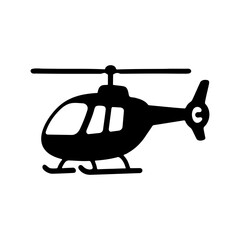 Obraz premium Black helicopter silhouette on a white background simple aviation design for travel and transportation concepts