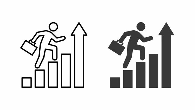 Person Climbing Steps With Growth Arrow Chart