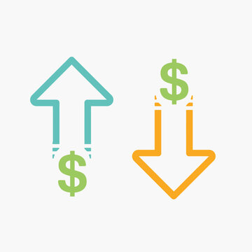Up and Down Dollar Sign Arrows Illustration