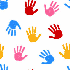 Obraz premium Colorful Handprint Pattern Design With Bright Palette