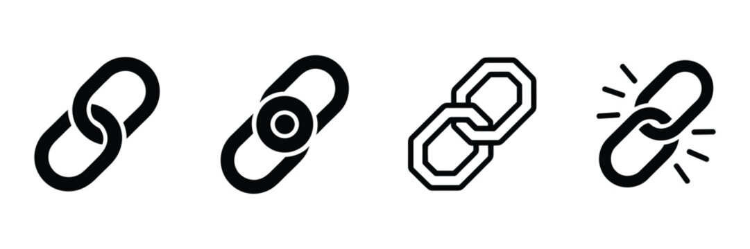 Internet url link icons, webpage navigation symbols for websites, browsers, digital platforms and online communication.