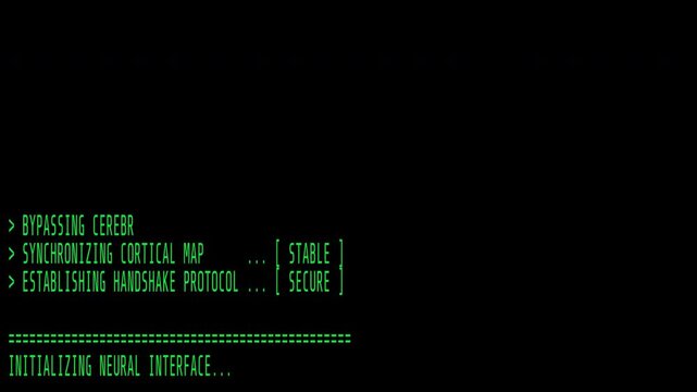 Data unavailable text - Neural link disconnect with red computer terminal data errors. Suitable for tech, scifi, or cybersecurity concepts in design projects.