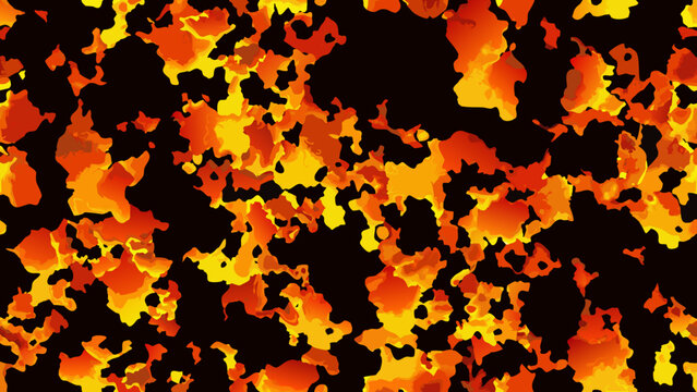 Fiery abstract pattern with orange and yellow tones on black background