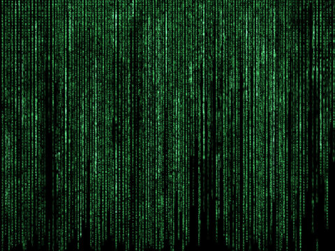 Futuristic code background with green letters
