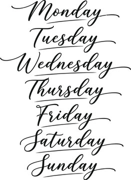 Days of the week in elegant cursive script