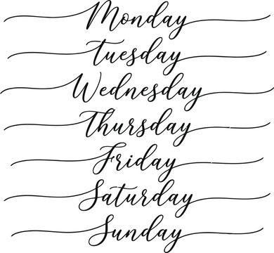 Days of the week in cursive script