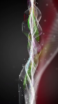 Fantastic vertical video animation with particle wave object in slow motion, 2304x4096 loop 4K