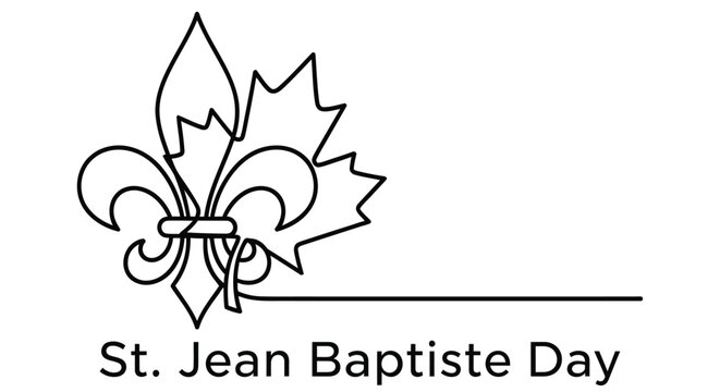 Fleur de lis line drawing with text st jean baptiste day