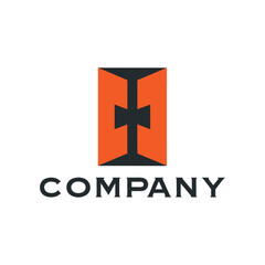 Fototapeta premium Minimal Orange and Charcoal Corporate Logo with Hidden Portal Concept and Custom Typography