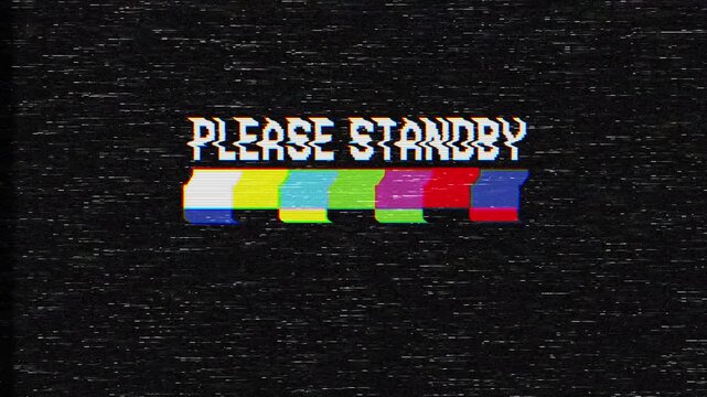 TV test pattern please stand by screen suitable for showcasing broadcast standby interruptions in presentations, videos, or graphics related to media and technology