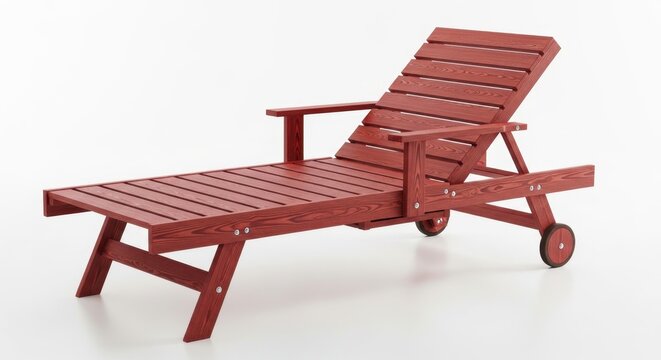 A Studio Photograph Of A Red Stained Wooden Chaise 63