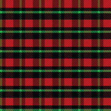 Red Black Green Tartan Plaid Seamless Pattern Background, Classic Scottish Check Fabric Texture, Christmas Textile Print, Buffalo Plaid Repeat Design