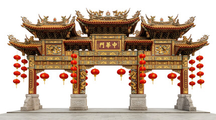 Fototapeta premium Chinese Paifang Complex Gate PNG