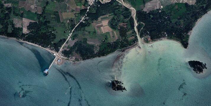 Satellite View of Coastal Reef Palawan Philippines