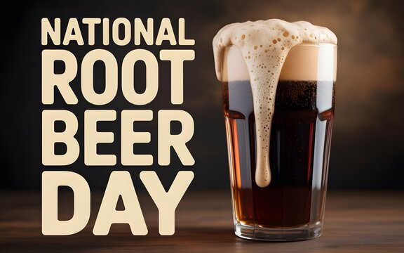 Refreshing Root Beer Overflowing from Glass for National Root Beer Day soda drink