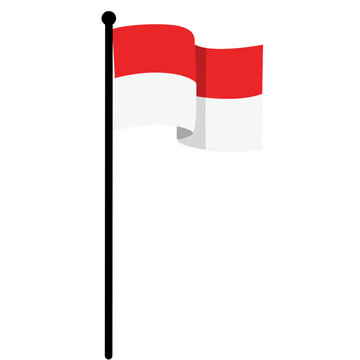 Indonesian flag waving on a black pole