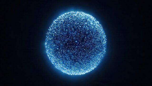 Blue glowing sphere of light particles