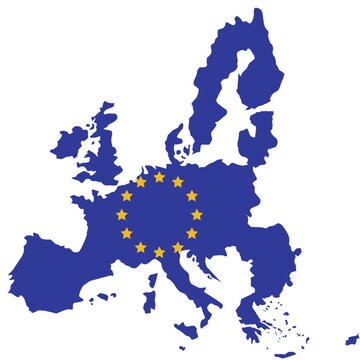 European union map with stars symbol on blue background