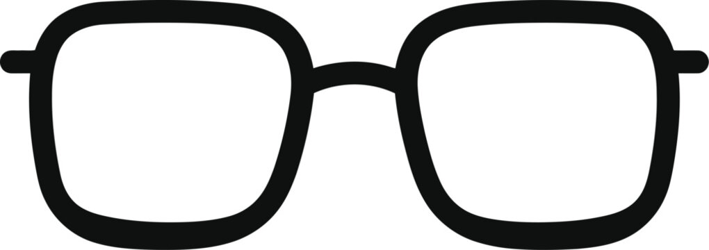 Simple black thick rimmed glasses icon illustration for vision and fashion design