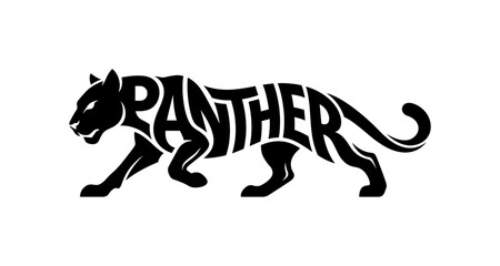 Fototapeta premium Panther Word Art Silhouette