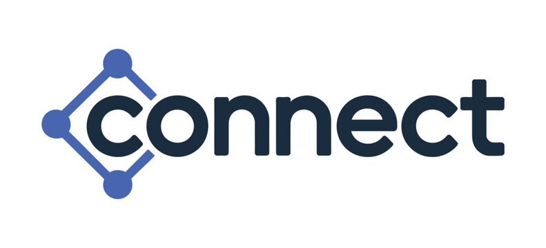 Technology connection logo design with abstract dot, molecule and network system graphic, creative vector illustration for digital innovation, communication, data, science, and tech branding