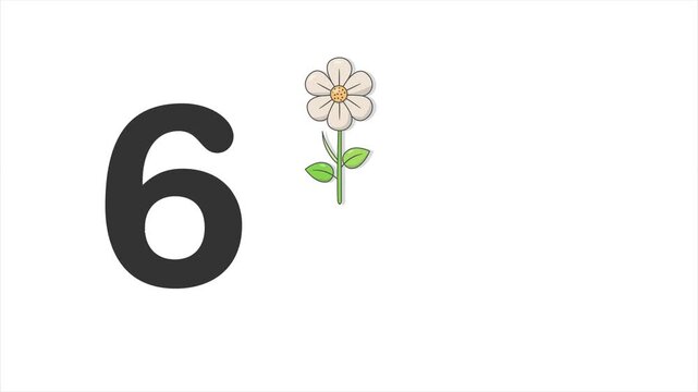 Number 6 Counting Six Colorful Flowers Educational Animation for Preschool Kids