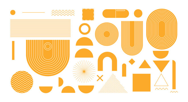 Abstract Geometric Shapes Collection Modern Orange Icon Set