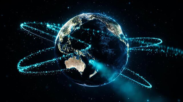 Rotating Digital Earth with Global Network Connections and Data Flow