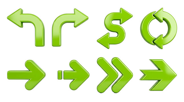 Green pixelated arrow icons set