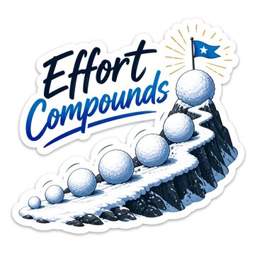 Effort compounds snowball effect concept illustration