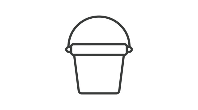 Bucket Line Icon On White Background Simple Container Illustration