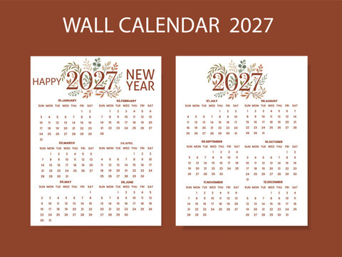 2027 wall calendar happy new year 2027 printable calendar