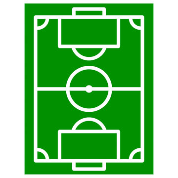 Football field with white lines on a green background