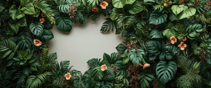 Indoor plant arrangement creating space for text placement