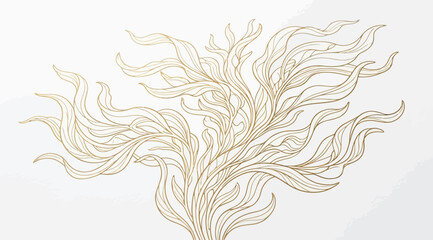 Abstract golden seaweed or coral line art © S.Siam