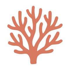 Fototapeta premium Coral Structure in Simple Design With Branches in Orange Color on a Plain Background
