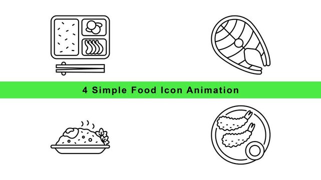 Food Icon Animation Set - Simple Outline Motion Graphics Loop