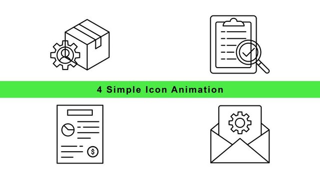Industry and Technology Icon Animation Set &ndash; Gear Settings Document Money Outline Motion Graphics Loop