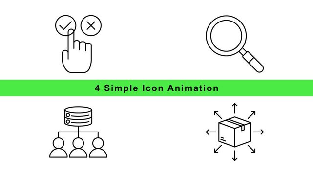 Simple Icon Animation Set - Business Technology - Outline Motion Graphics Loop