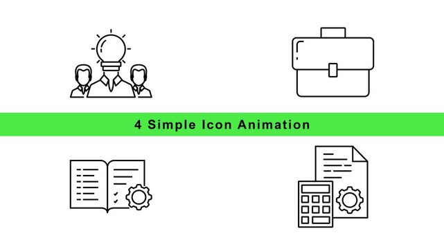 Teamwork and Technology Icon Animation Set &ndash; Outline Draw On Motion Graphics Loop