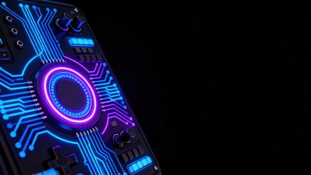 Glowing futuristic control panel