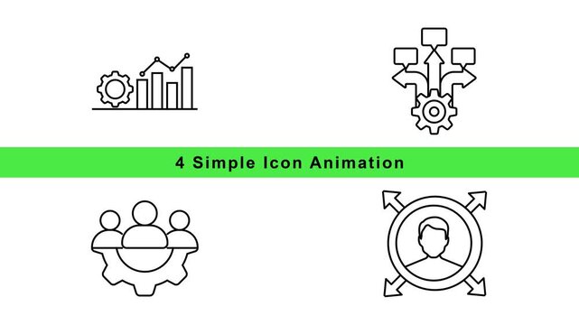 City Factory Gear Team Icon Animation Set &ndash; Business Industry Outline Motion Graphics Loop